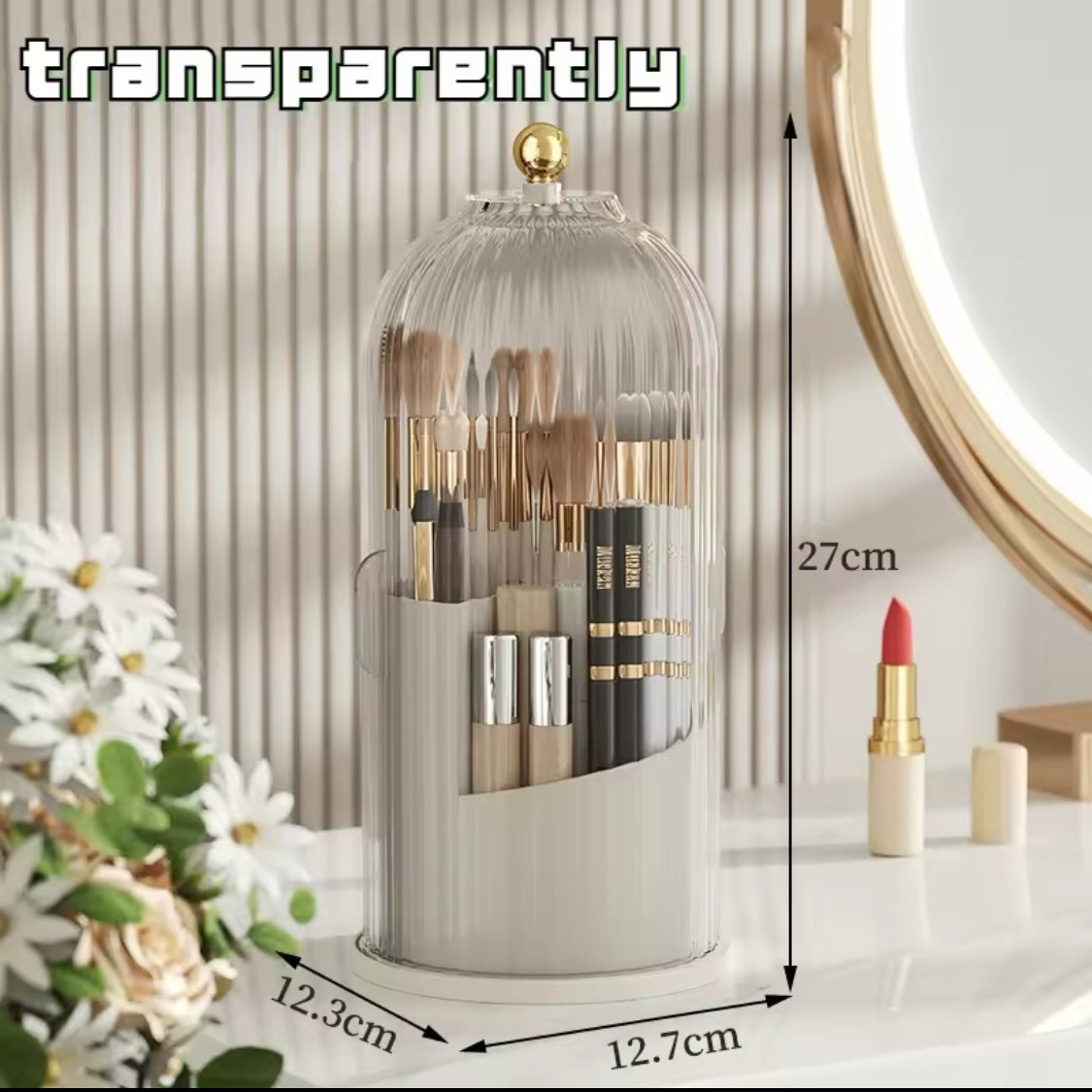 Acrylic Makeup Brush Holder, Rotatable Makeup Brush Organizer, Tabletop Cosmetic Storage Box Acrylic Makeup Brush Holder, Rotatable Makeup Brush Organizer, Tabletop Cosmetic Storage Box